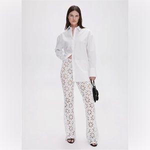 Mango White Crochet Palazzo Trousers XS 2 0